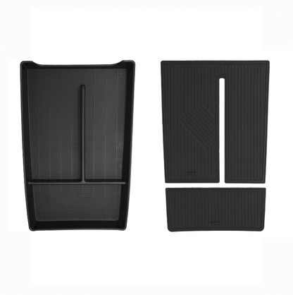 BYD Sealion 7 center console organizer with three removable non-slip mats shown separately, highlighting modular and easy-to-clean design.