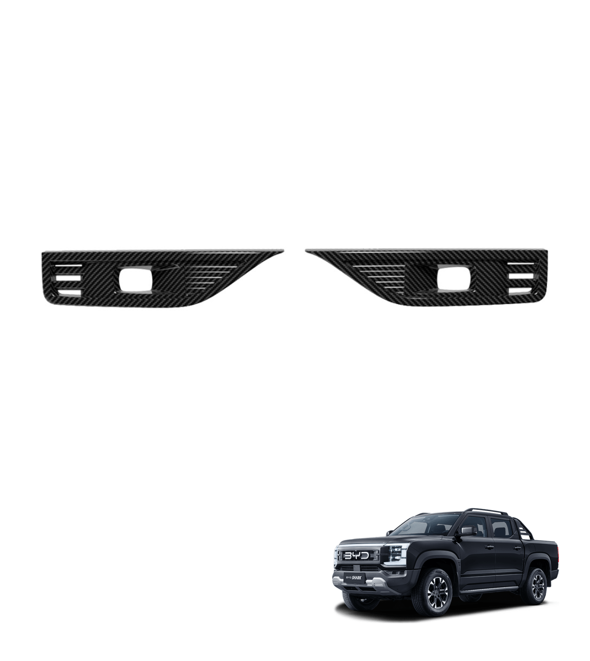 Carbon fiber style fog light trim cover set for BYD Shark 6