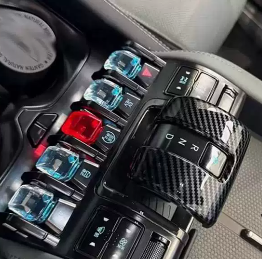 Carbon fiber style gear selector trim cover for BYD Shark 6 interior styling