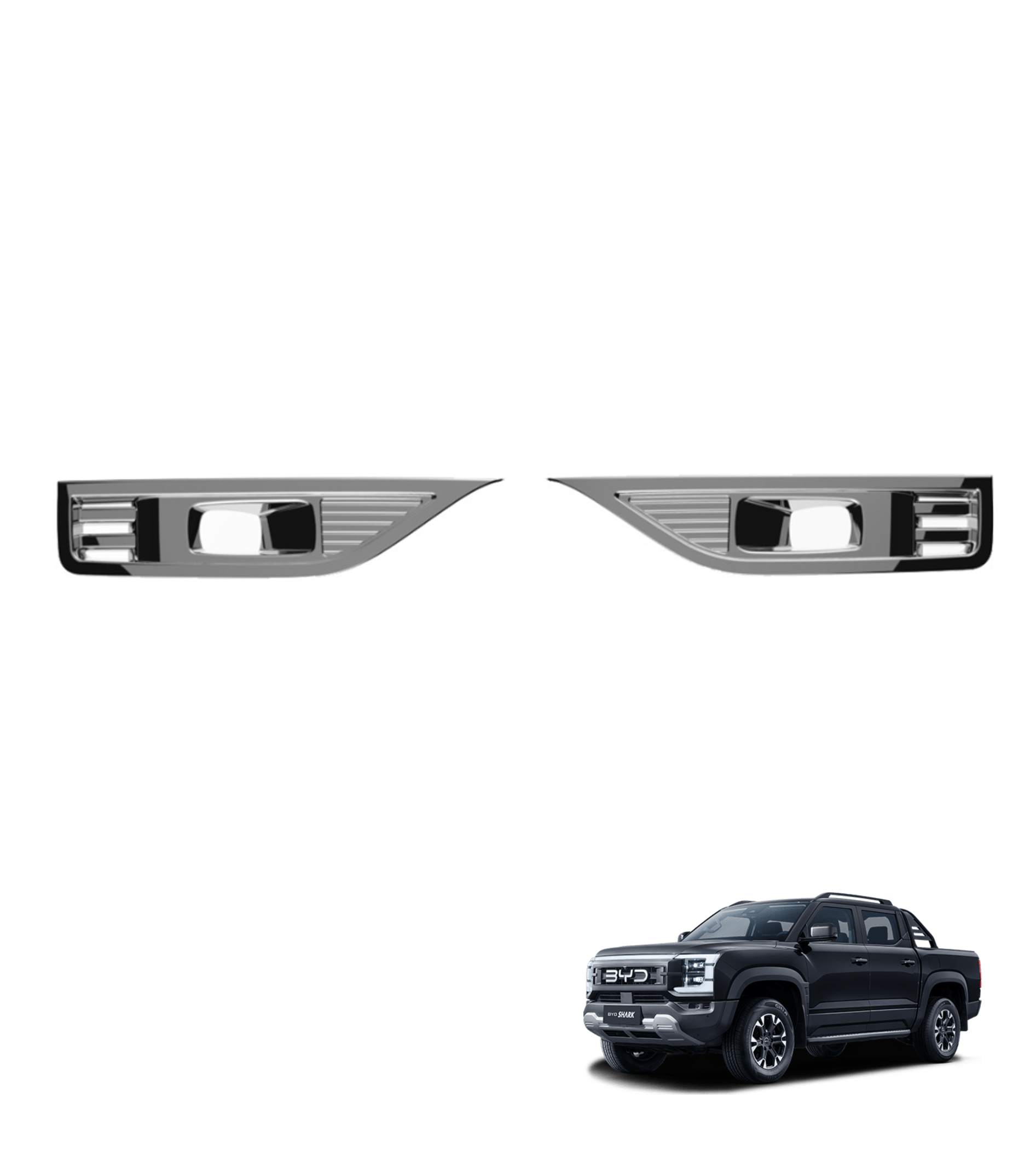 Chrome fog light trim cover pair for BYD Shark 6 front bumper