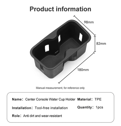 Dimensions and Material Details of BYD Shark 6 Center Console Water Cup Holder – 180mm x 98mm x 82mm, TPE Material, 1pc