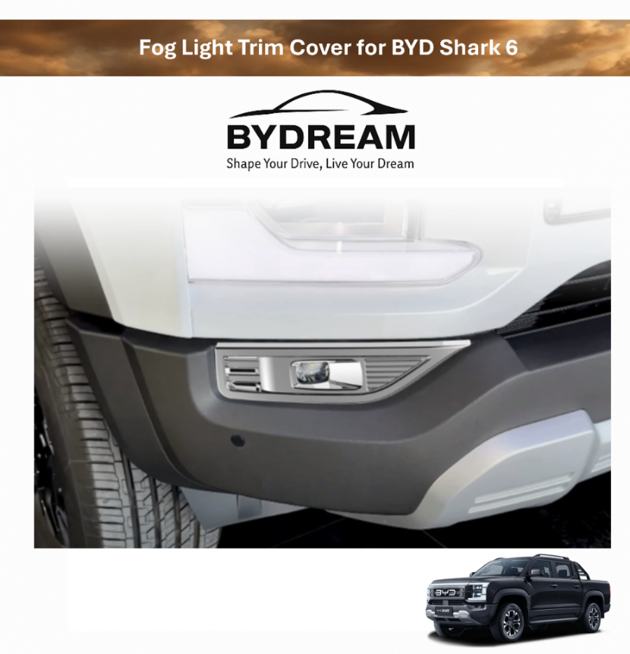 Fog light trim cover installed on the front bumper of BYD Shark 6 pickup truck