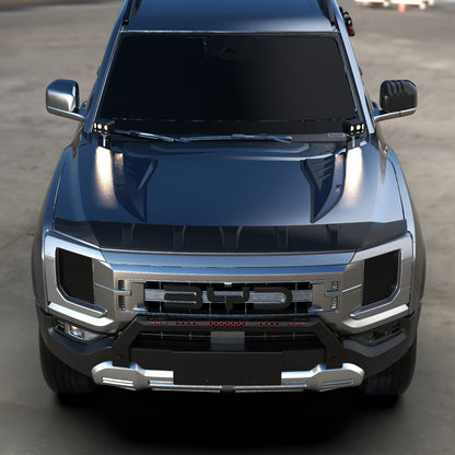 BYD Shark 6 front hood lip trim front view gloss black
