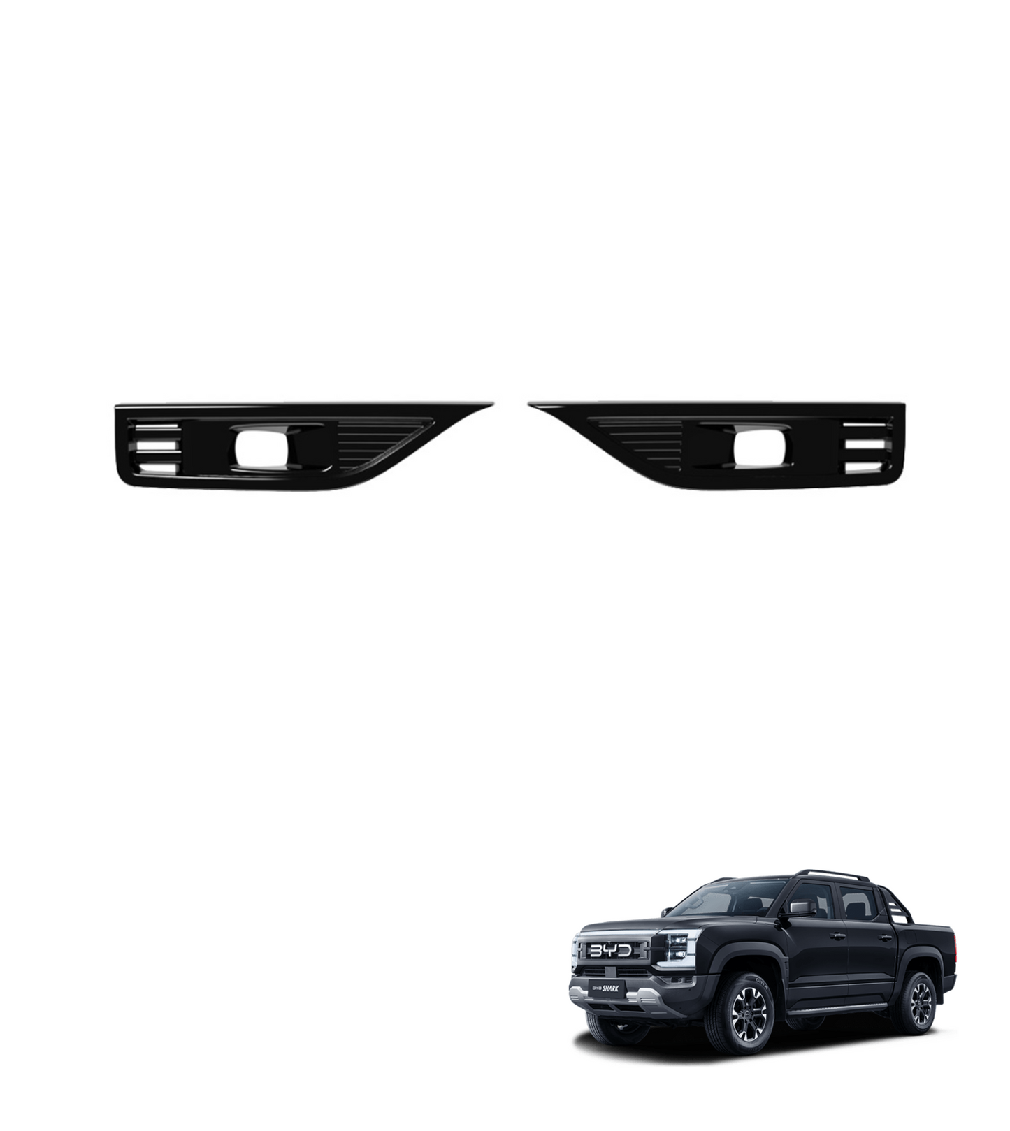 Gloss black fog light trim cover set for BYD Shark 6 front bumper