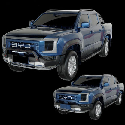 BYD Shark 6 mini front bumper before and after installation comparison
