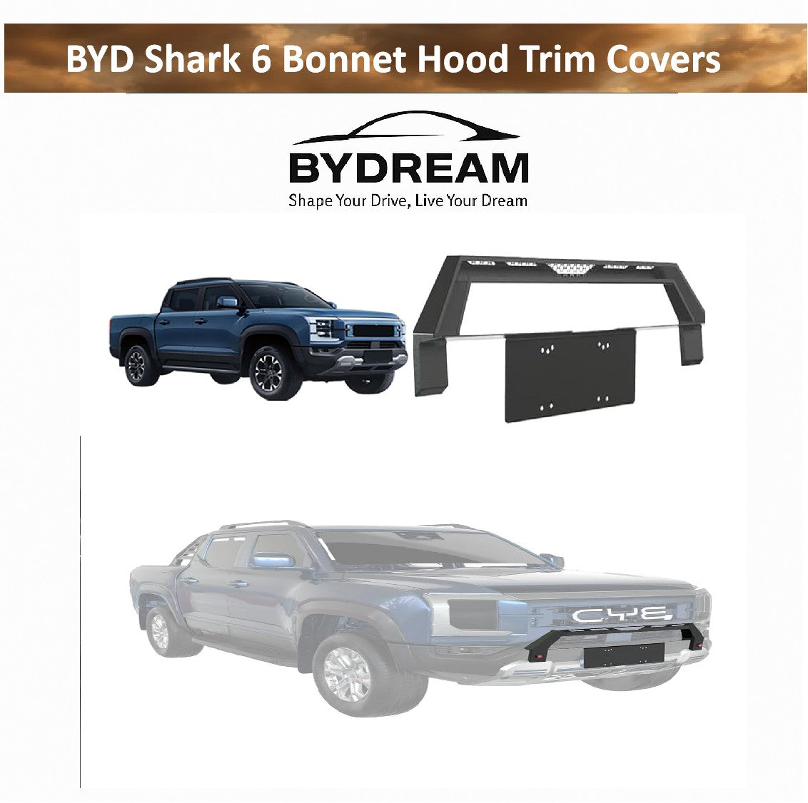 BYD Shark 6 mini front bumper steel styling upgrade 