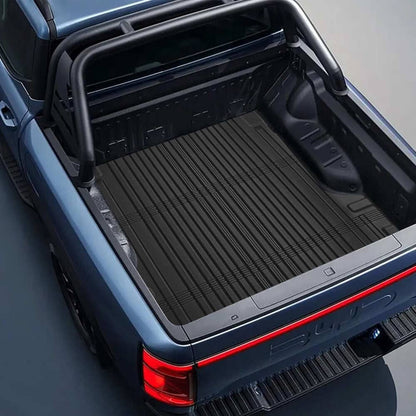 Installed rear trunk bed liner for BYD Shark 6 pickup – full cargo area coverage with anti-slip grooves
