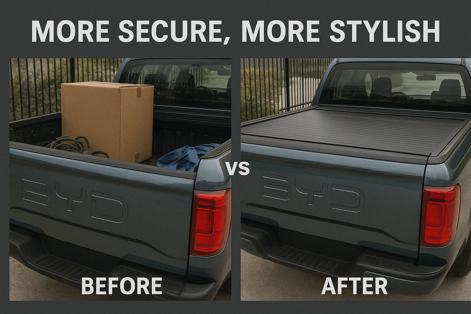 BYD Shark 6 Retractable Tonneau Cover – Before and After Comparison, More Secure and Stylish Pickup Bed