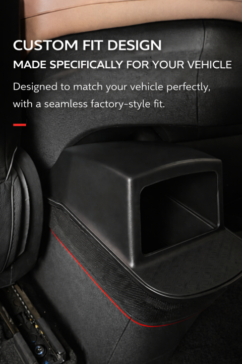 Custom-fit rear seat trash bin for BYD ATTO 1 (Seagull) with factory-style seamless fit behind the centre console, BYDREAM back seat rubbish bin organiser.