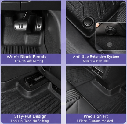 BYD ATTO 2 2025+ TPE floor mats — safe fit that won’t block pedals, anti-slip retention clips, stay-put design and precision custom-moulded coverage