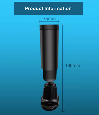Size chart of car USB starlight projector lamp, showing 35mm diameter and 140mm height for compact automotive interior installation.