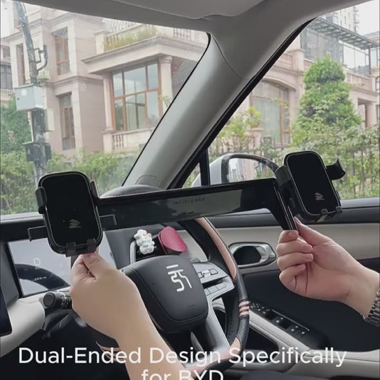 Video demonstration of dual-ended phone holder installation on BYD  rotating screen – real in-car usage
