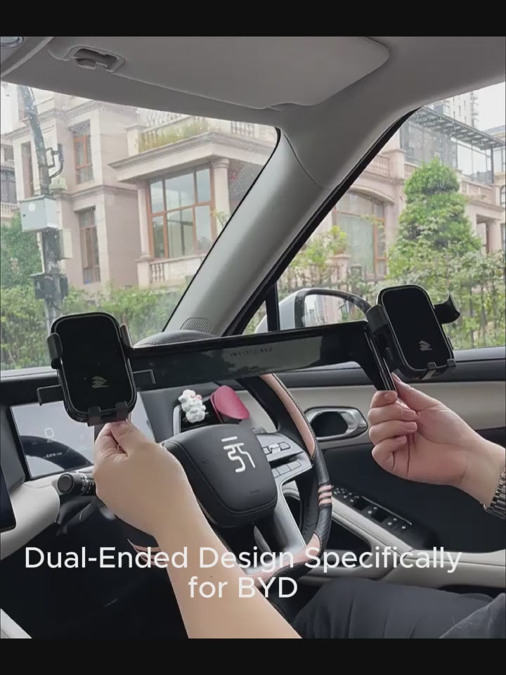 Video demonstration of dual-ended phone holder installation on BYD  rotating screen – real in-car usage
