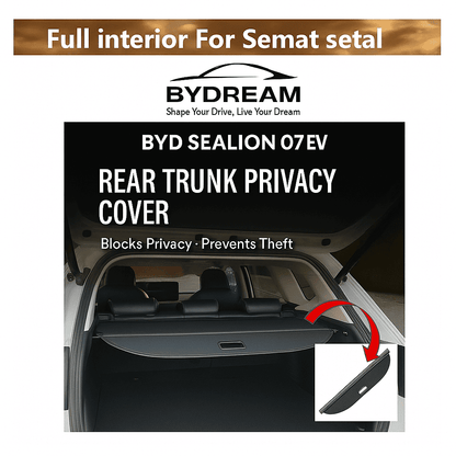Rear trunk privacy cargo cover for BYD Sealion 7 – retractable, theft-blocking, OEM-style fit