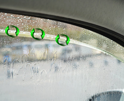 Window visor installed on BYD Shark 6 showing rain protection and ventilation during rainy weather